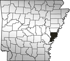 Map showing Phillips County in Arkansas